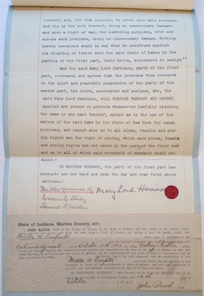 Item #102873 Signed Land Indenture. Mary Lord HARRISON