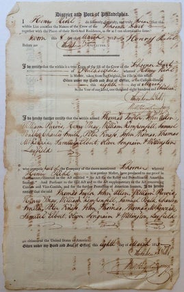 Partially Printed Mariner's Document Signed