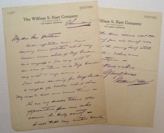 Item #122602 Autographed Letter Signed on company letterhead. William S. HART, 1864 - 1946