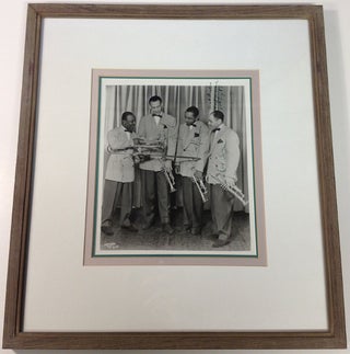 Item #122643 Framed Signed Photograph of Lionel Hampton's brass section. Lionel HAMPTON