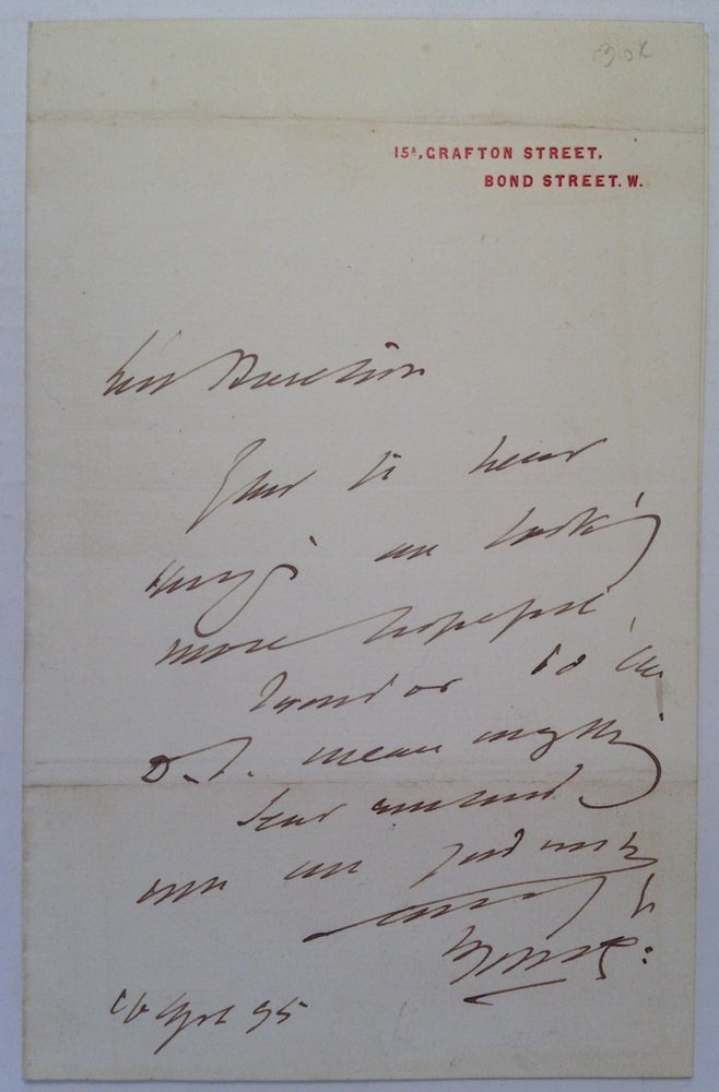 Item #133101 Autographed Letter Signed on personal note paper. Sir Henry IRVING, 1938 - 1905.