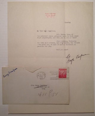 Item #135074 Typed Letter Signed on personal stationery. George S. KAUFMAN, 1889 - 1961