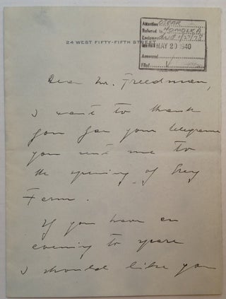Item #142111 Autographed Letter Signed on personal stationery. Oscar HOMOLKA, 1898 - 1978