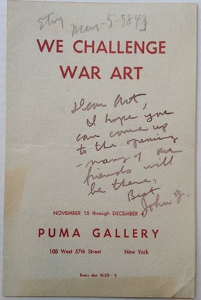 Item #142735 Inscribed Program Signed to Art Young. John GROTH