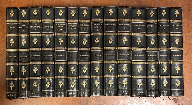Item #143652 First Editions of various George Borrow Titles, Bound as Matching Set:; The Zincali, The Bible in Spain, Lavengro, The Romany Rye, Wild Wales, Romano Lavo-Lil. George BORROW.