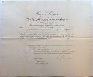 Item #149414 Document Signed as President. Harry S. TRUMAN, Dean ACHESON