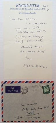 Item #149837 Autographed Letter Signed on "Encounter" stationery. Stephen SPENDER, 1909 - 1995