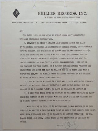 Item #150569 Typed Letter Signed on "Philles Record, Inc." letterhead. Phil SPECTOR