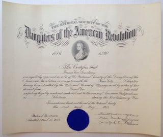 Item #152817 Membership Certificate. DAUGHTERS OF THE AMERICAN REVOLUTION