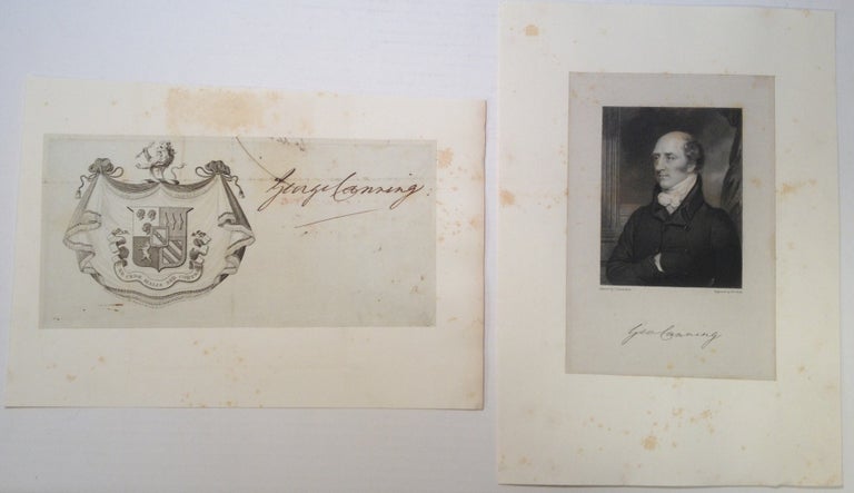Item #154085 Bold signature beside an ornate coat-of-arms. George CANNING, 1770 - 1827.