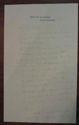 Item #154105 Autographed Letter Signed on "Senate Chamber" letterhead. Randall Lee GIBSON