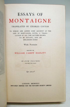 Essays of Montaigne.