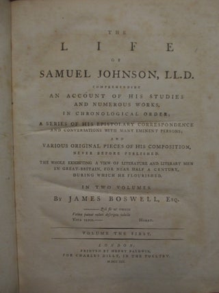 The Life of Samuel Johnson, Comprehending an Account of His Studies and Numerous Works, in Chronological Order...