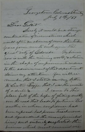 Item #162450 Lenghty Autographed Letter Signed by a drill inventor. SAN FRANCISCO MINING