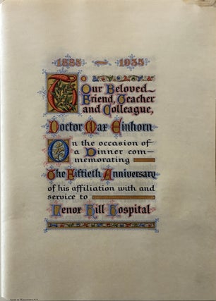 Item #169206 A Unique Hand-Illuminated Document, Signed by 150 Colleagues from Lennox Hill...
