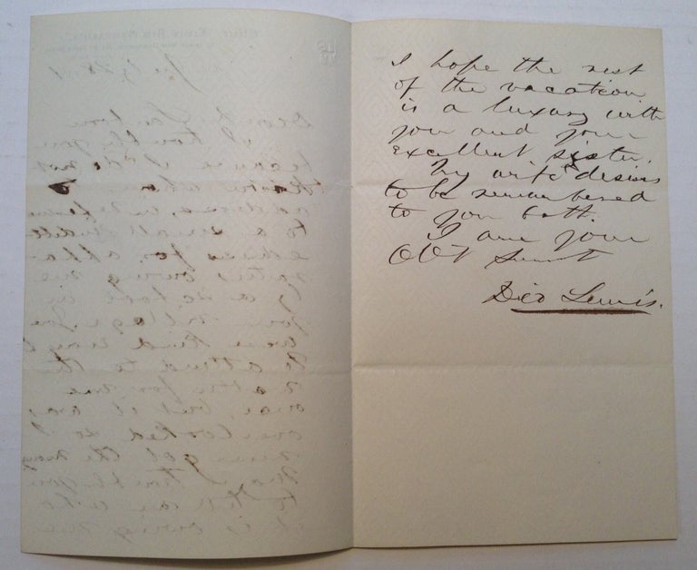 Item #17190 Autographed Letter Signed. Dio LEWIS, 1823 - 1886.