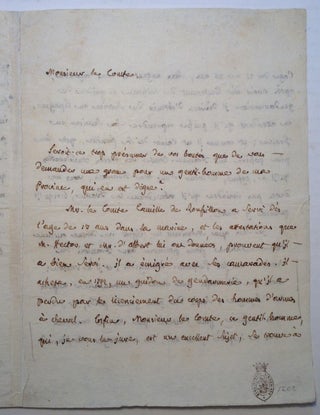 Item #172114 Autographed Letter Signed in French. Jean Joseph Antoine COURVOISIER, 1775 - 1835