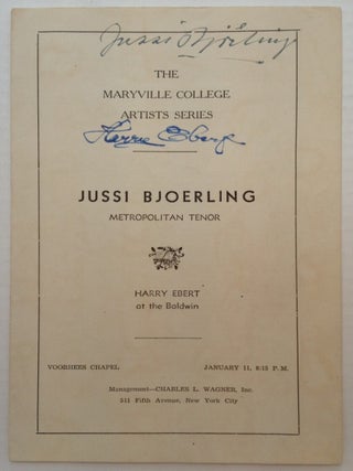 Item #172556 Autographed Concert Program. Jussi BJOERLING