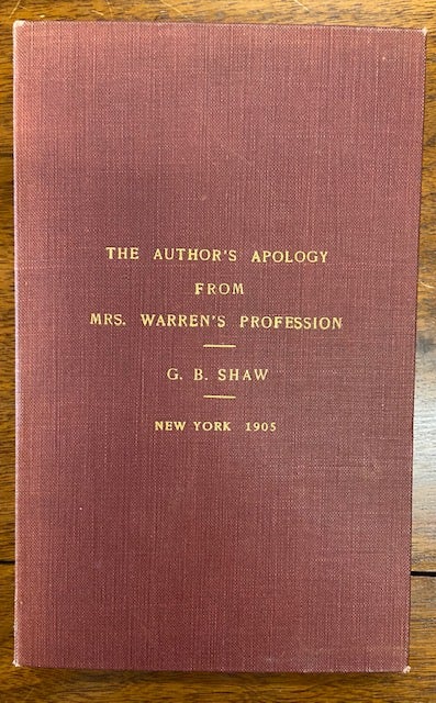 Item #174169 The Author's Apology from Mrs.Warren's Profession. George Bernard SHAW.