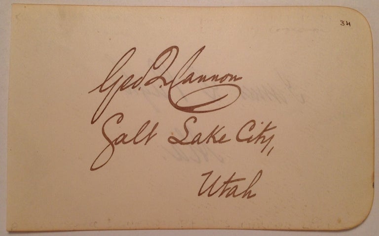 Item #174256 Autographed Album Page. George Quayle CANNON, 1827 - 1901.