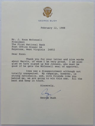 Item #174465 Typed Letter Signed during his campaign for President. George H. W. BUSH, 1924