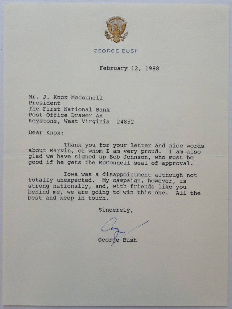Item #174465 Typed Letter Signed during his campaign for President. George H. W. BUSH, 1924 -.