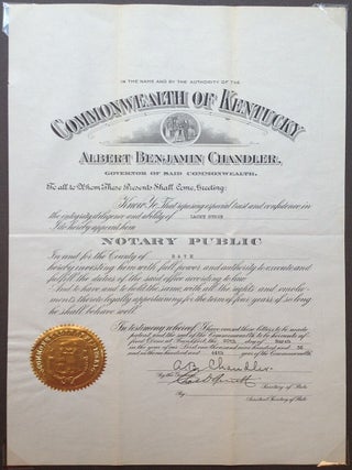 Item #175607 Document Signed. Albert CHANDLER, Happy