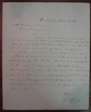 Item #175648 Autographed Letter Signed. Salmon P. CHASE, 1808 - 1873