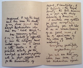 Autographed Letter Signed on "Royal Society of British Artists" embossed letterhead