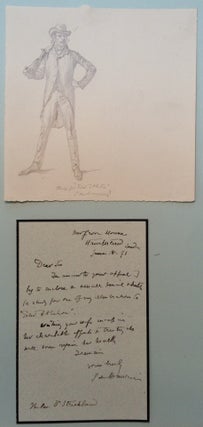 Item #200108 Autographed Letter Signed with Original Pencil Sketch. George DU MAURIER, 1834 - 1896