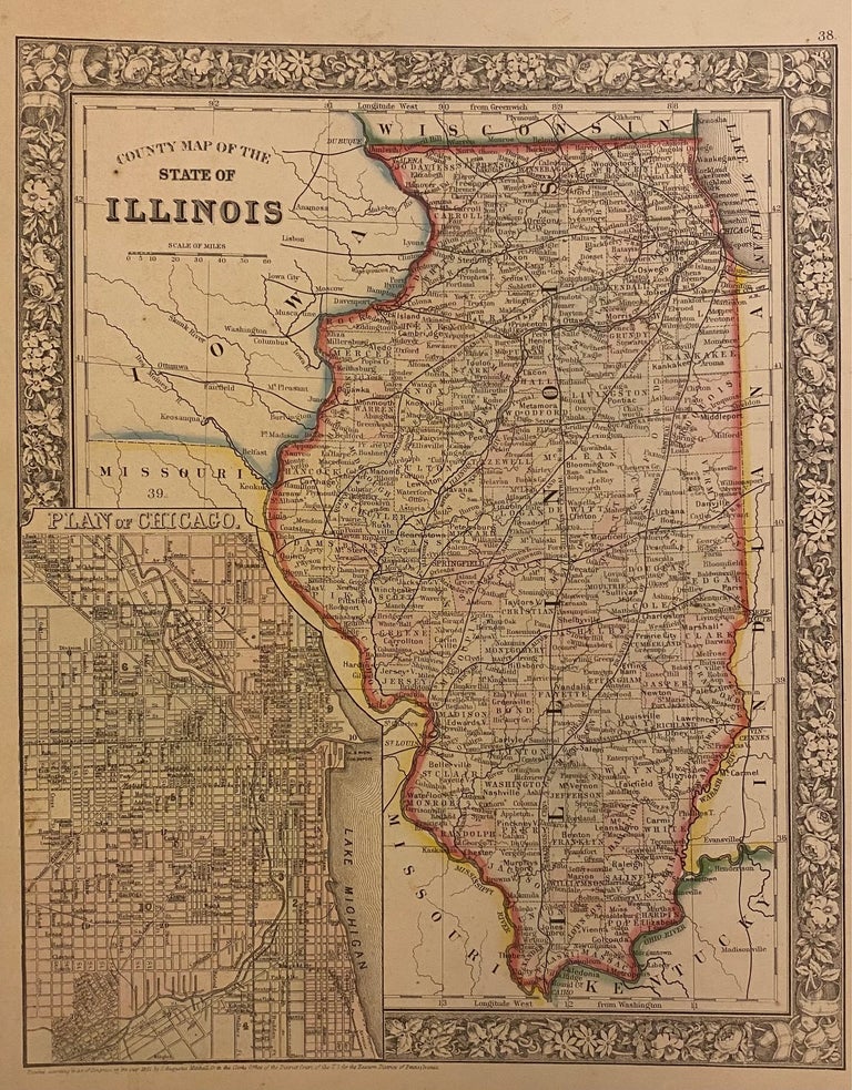 Item #202985 County Map of the State of Illinois. Samuel Augustus Jr MITCHELL.
