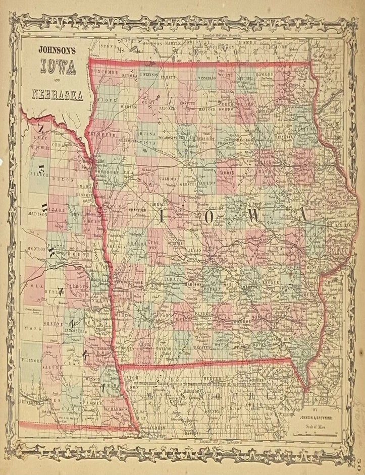 Item #202994 Johnson's Iowa and Nebraska. JOHNSON, BROWNING.
