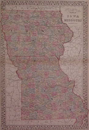 Item #202998 County & Township Map of the States of Iowa and Missouri. Samuel Augustus Jr MITCHELL