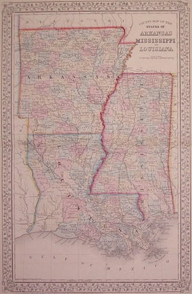 Item #203103 County Map of the States of Arkansas Mississippi and Louisiana. Samuel Augustus Jr...