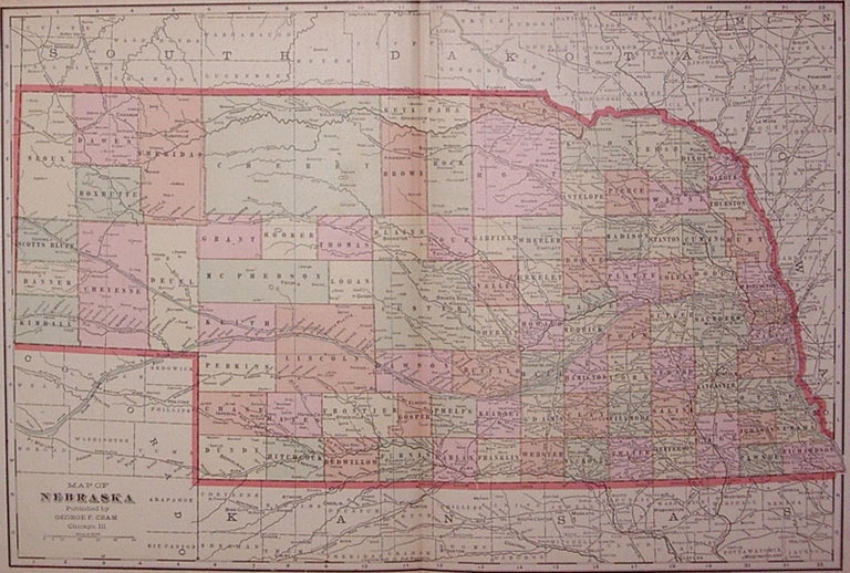 Item #203340 Map of Nebraska. George F. CRAM.