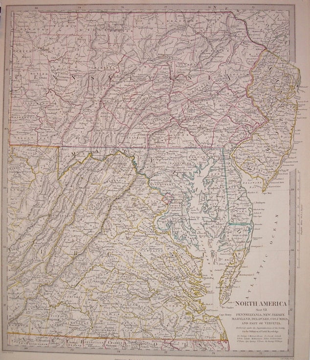 Item #203627 North America Sheet VII Pennsylvania, New Jersey, Maryland, Delaware, Columbia and Part of Virginia. SDUK, Society for the Diffusion of Useful Knowledge.