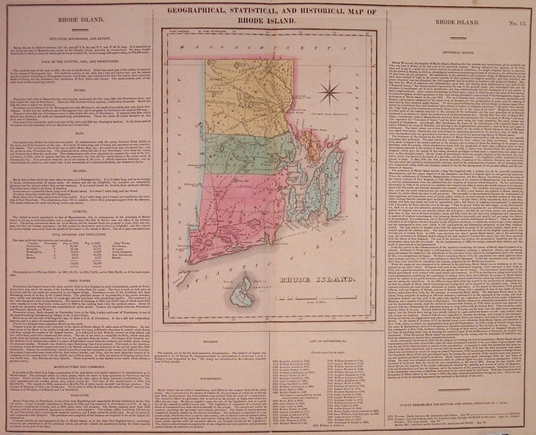 Item #203675 Geographical, Historical, and Statistical Map of Rhode Island. CAREY, LEA.