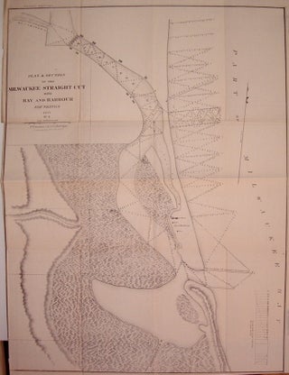 Item #203760 Plan & Section of the Milwaukee Straight Cut with Bay and Harbour Soundings. H....