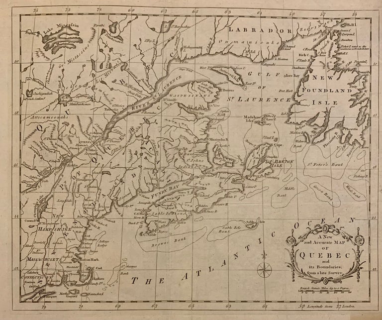Item #203922 A New and Accurate Map of Quebec and its Boundaries: from a late Survey. UNIVERSAL MAGAZINE.