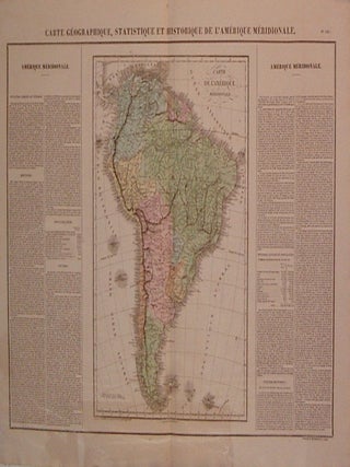 Item #204647 Carte Geographique, Statistique et Historique de l'Amerique Meridionale. Jean...