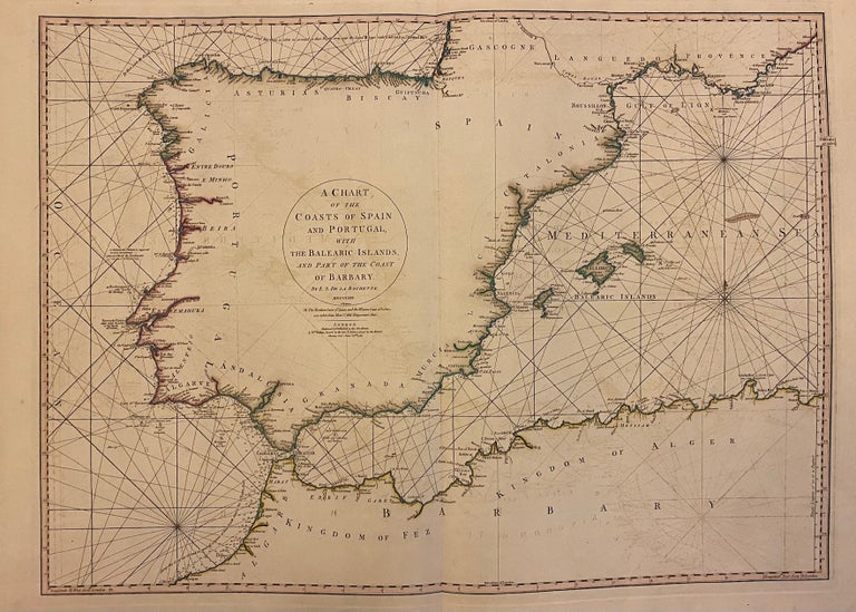 Item #206837 A Chart of the Coasts of Spain and Portugal, with the Balearic Islands, and Part of the Coast of Barbary. William FADEN, Louis Stanislas d'Arcy DELAROCHETTE.