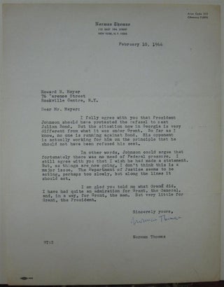 Item #208404 Typed Letter Signed. Norman THOMAS