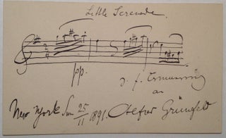 Item #210269 Musical Quotation Signed on the back of his Calling Card. Alfred GRUNFELD, 1852 - 1924