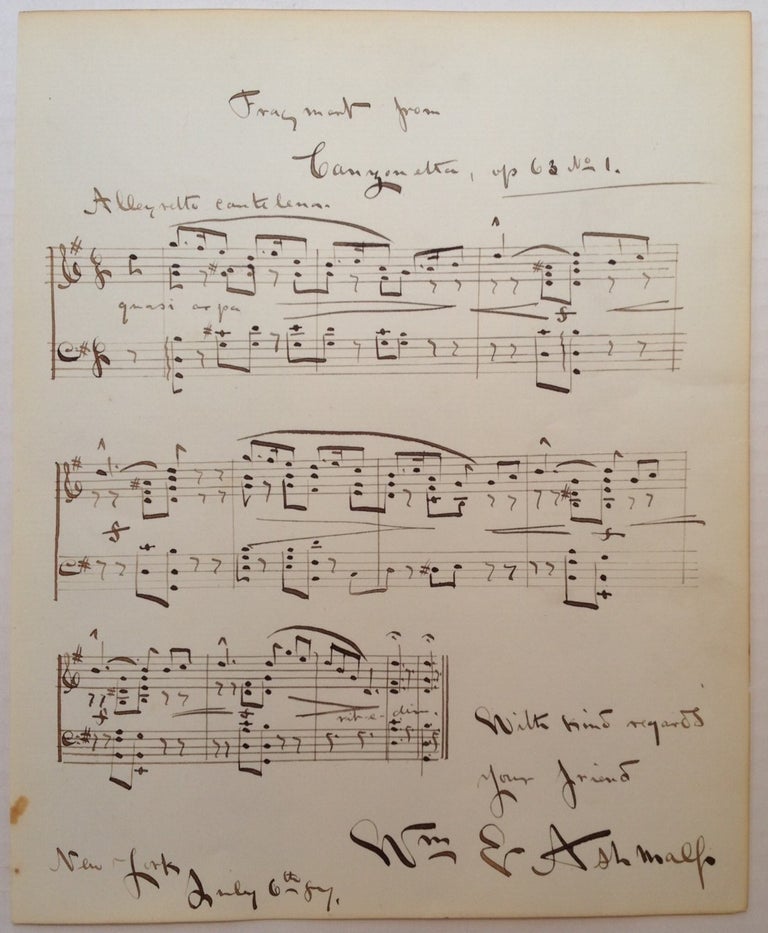 Item #210270 Music Manuscript Signed. William E. ASHMALL, 1859 - 1927.