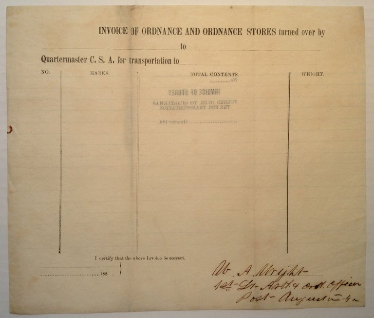 Item #211544 War Date Document Signed. William A. WRIGHT, 1844 - 1929.