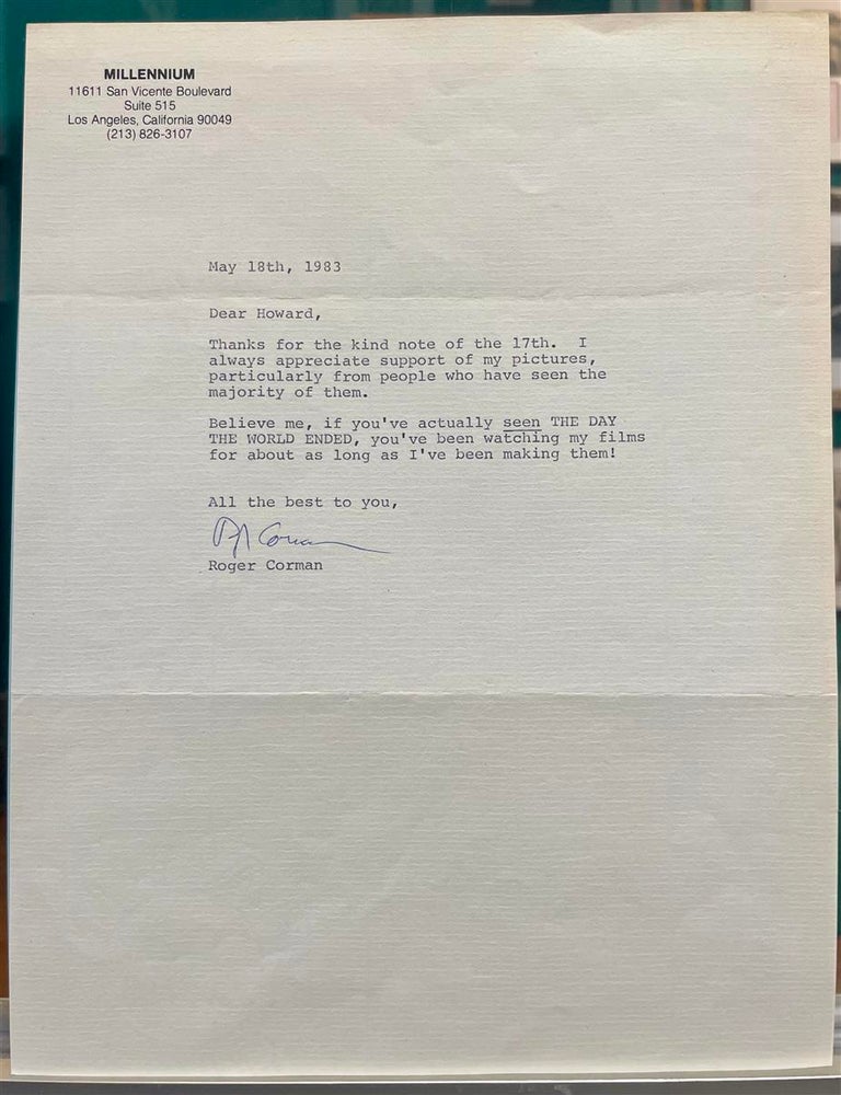 Item #211964 Typed Letter Signed. Roger CORMAN.