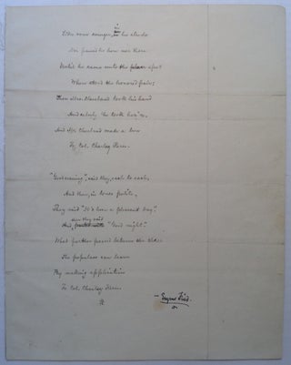 Item #212105 Manuscript Poem Signed. Eugene FIELD, 1850 - 1895