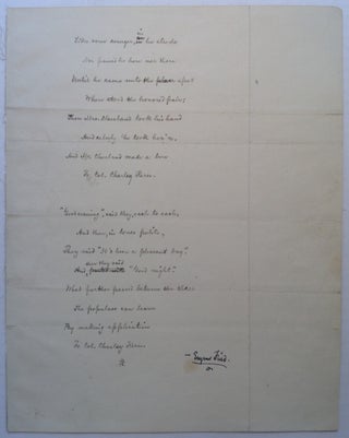 Item #212105 Manuscript Poem Signed. Eugene FIELD