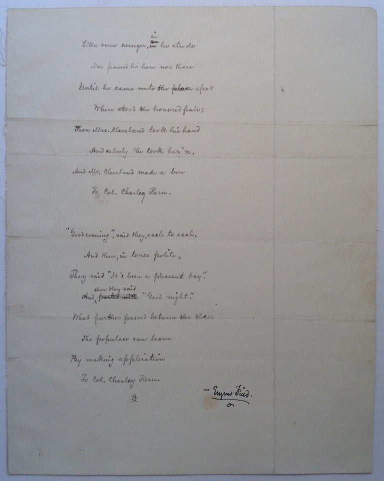 Item #212105 Manuscript Poem Signed. Eugene FIELD, 1850 - 1895.
