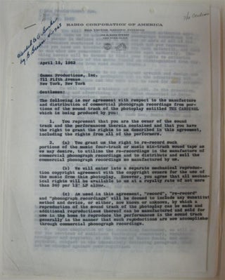 Item #212975 Document Signed. Otto PREMINGER, 1905 - 1986